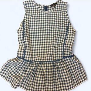 J. Crew Blue and White Checkered Top